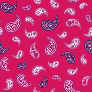 Pink Design-Paisley Dreams seamless repeat pattern in green,blue,yellow and pink.