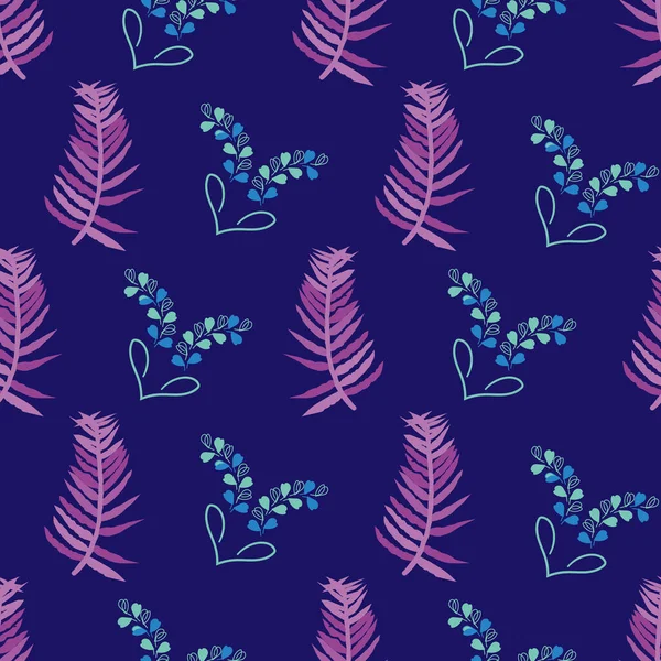 Lavande rêves-fleurs en fleurs sans couture motif répétition fond bleu et violet — Image vectorielle