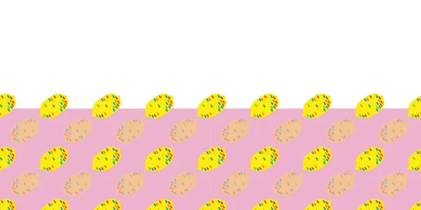 レモンアートボーダーフルーツシームレスな繰り返しパターンを喜びます イラスト黄色とピンクの背景現代的なパターンの背景 表面パターンデザイン ファブリックのための完璧な スクラップブック — ストックベクタ