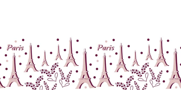 Eiffelturm Und Lavendelblumen Grenzenlose Liebe Parise Eiffelturm Und Lavendelmuster Hintergrund — Stockvektor