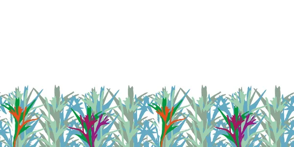 Modern Fern Border Virgin Forest Illustration Seamless Pattern Fern Shape — 스톡 벡터