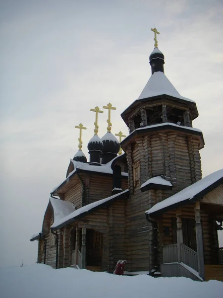 Inverno Igreja Verkhoturie Ural Rússia — Fotografia de Stock
