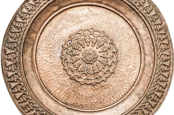 Vintage copper dish with ornament Stock Picture
