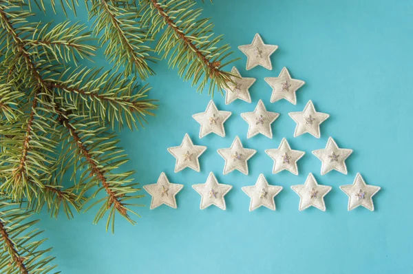 Estrellas Plata Fondo Navidad Con Espacio Copia Feliz Navidad —  Fotos de Stock