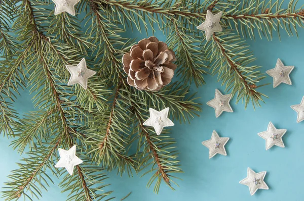 Estrellas Plata Fondo Navidad Con Espacio Copia Feliz Navidad —  Fotos de Stock