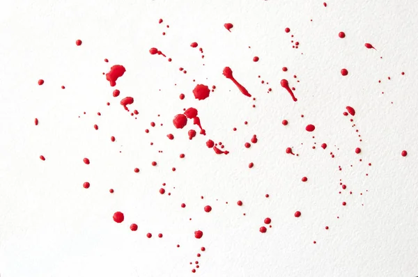 Splattered Red Paint Isolated White Background Drops Red Paint — 스톡 사진