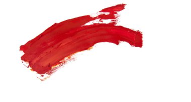 Beyaz zemin üzerine kırmızı fırça darbesi