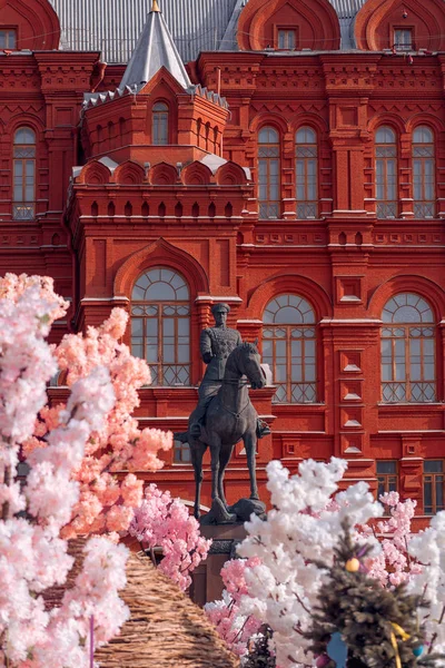 Blooming Manezhnaya Square Spring Moscow Russia Moscow April 2018 — Stock Photo, Image