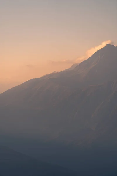 Захід Сонця Гори Гірський Краєвид Тумані — стокове фото