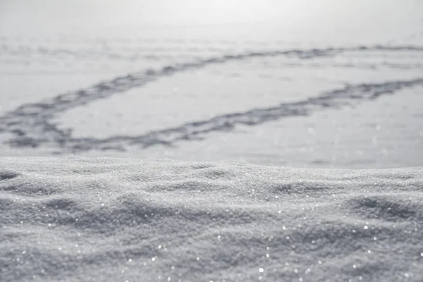 Снігова Текстура Зима Мороз Тло Сліди Снігу — стокове фото