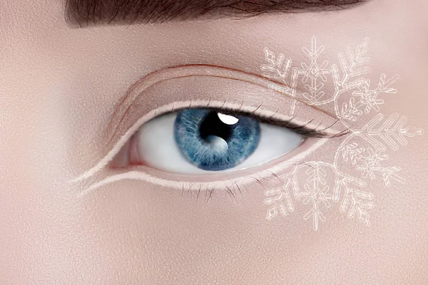 Женский глаз с красивым макияжем Стоковое Изображение
