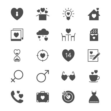 Sevgililer günü düz simgeler