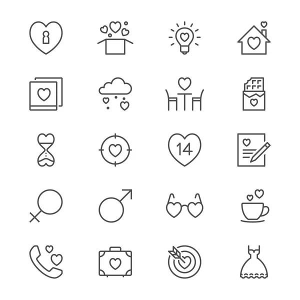 Valentine's day thin icons — Stock Vector