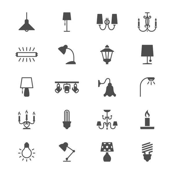 Iconos planos de luz — Vector de stock