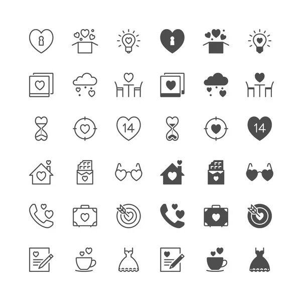 Ícones do dia dos namorados, incluído normal e permitir estado . —  Vetores de Stock