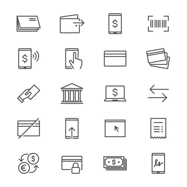 Banca por Internet iconos delgados — Archivo Imágenes Vectoriales