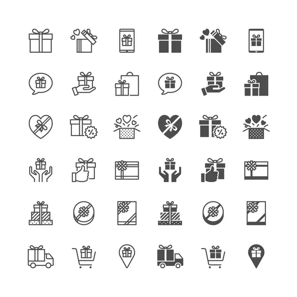 Gåva ikoner, ingår normal och aktivera staten. — Stock vektor