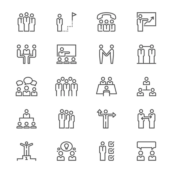 Gente de negocios iconos delgados — Vector de stock