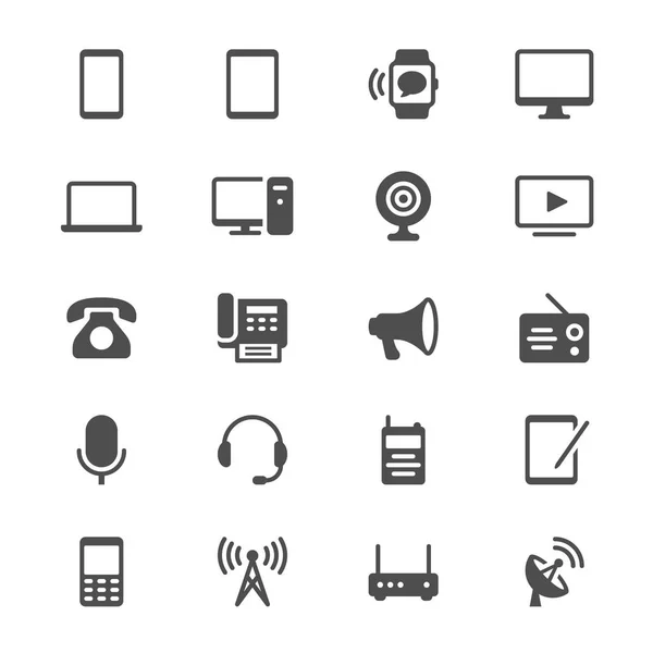 Dispositivo de comunicación iconos glifo — Vector de stock