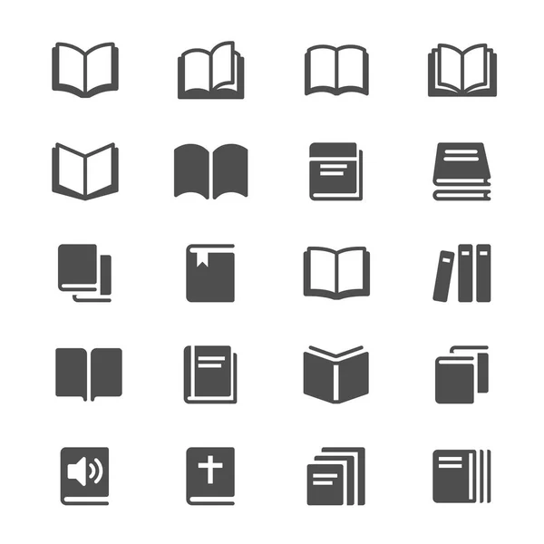 Libro iconos glifo — Vector de stock