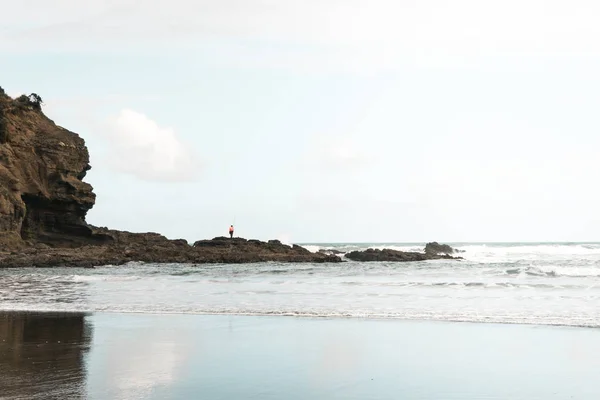 Formações Rochosas Costa Praia Nova Zelândia Piha — Fotografia de Stock