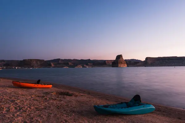 View Magnificent Sunset Beach Boats Shore — Stock Photo, Image