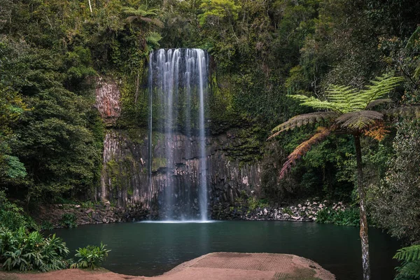 Festői Lövés Gyönyörű Vízesés Trópusi Erdőben — Stock Fotó