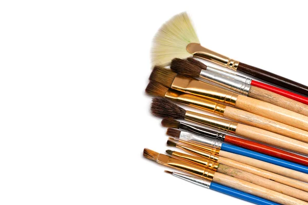 Different Brushes Painting White Background — Stock Photo, Image
