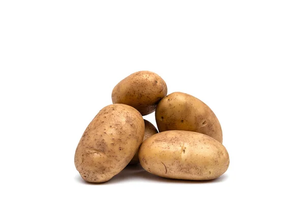 Several Raw Dirty Potatoes White Background — Stock Photo, Image