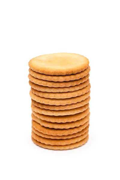 Pila Biscotti Cracker Sfondo Bianco — Foto Stock