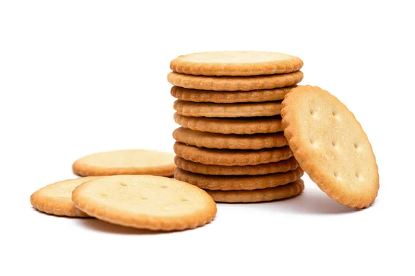 Biscotti Cracker Sfondo Bianco — Foto Stock