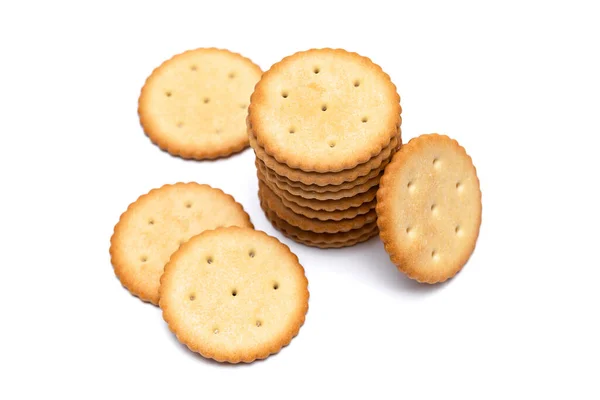 Biscotti Cracker Sfondo Bianco — Foto Stock