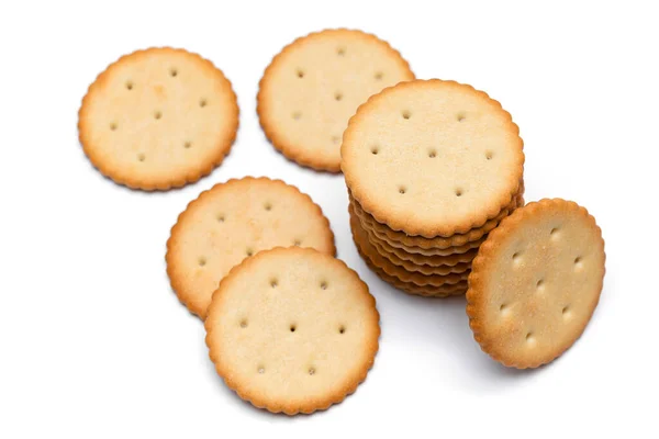 Biscotti Cracker Sfondo Bianco — Foto Stock