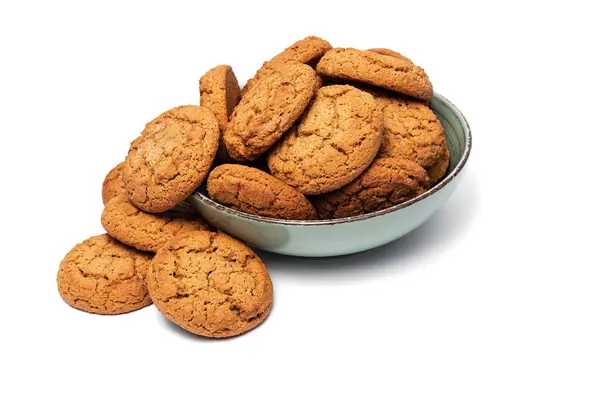 Havregryn Cookies Platta Vit Bakgrund — Stockfoto