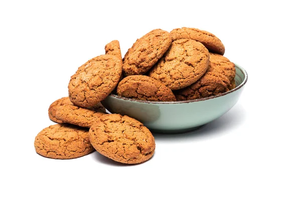 Oatmeal Cookies Plate White Background — Stock Photo, Image