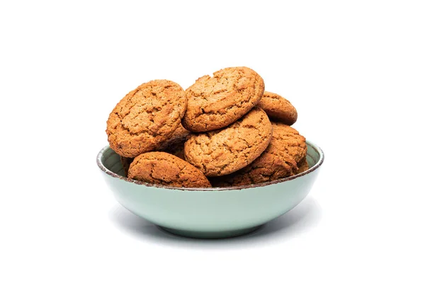 Havregryn Cookies Platta Vit Bakgrund — Stockfoto
