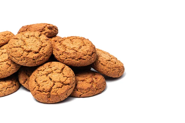 Biscuits Aux Flocons Avoine Sur Fond Blanc — Photo