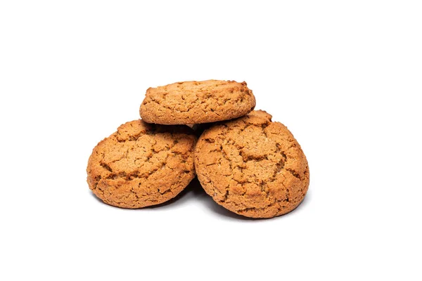 Three Oatmeal Cookies White Background — Stock Photo, Image