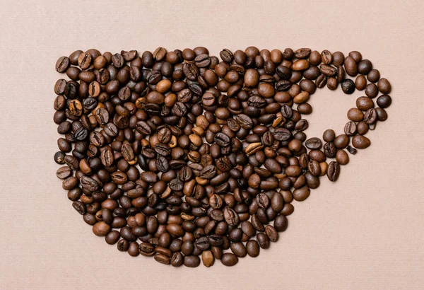 Shape Cup Coffee Beans Coffee Beans Coffee Color Background — Stock Photo, Image