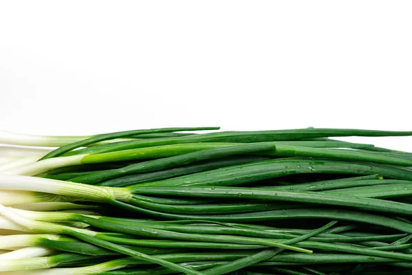 Bunch Green Fresh Onions White Background — Stock Photo, Image