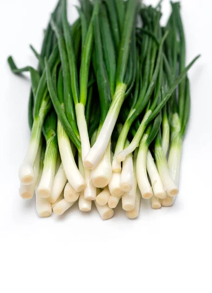 Bunch Green Fresh Onions White Background Royalty Free Stock Images