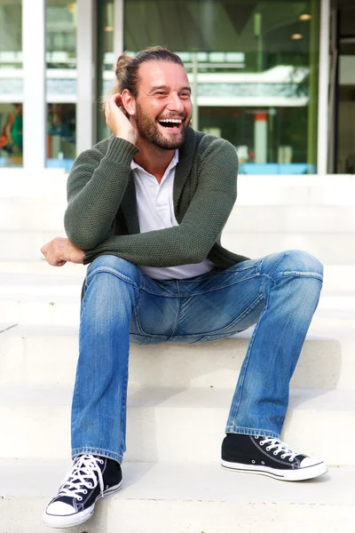 Laughing man with beard — Stock Photo, Image