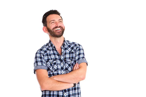 Handsome mature man standing with arms crossed — Stock Photo, Image