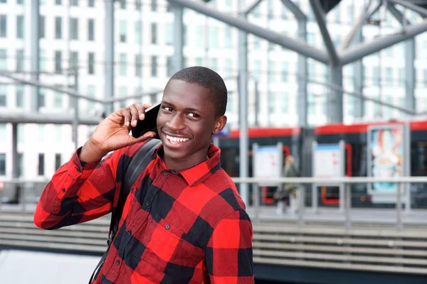 African guy using cell phone