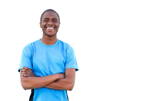 Afrikansk kille ler med armar — Stockfoto