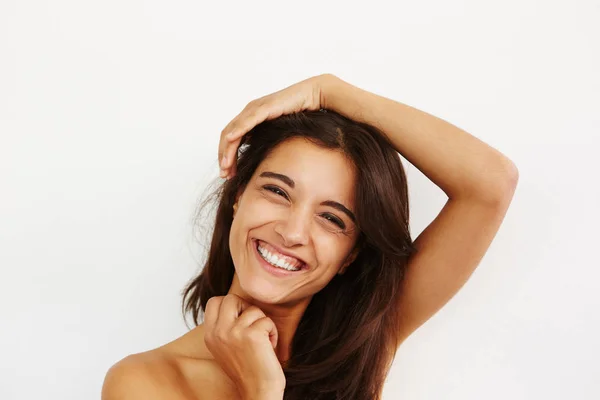 Smiling young female fashion model — Stock Photo, Image