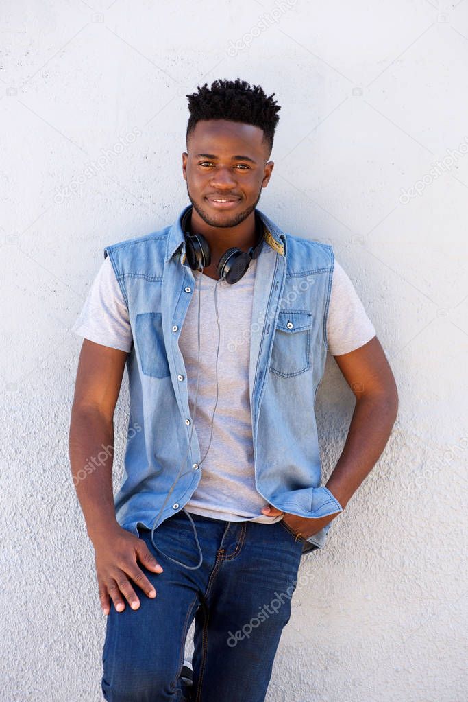 man standing against white background