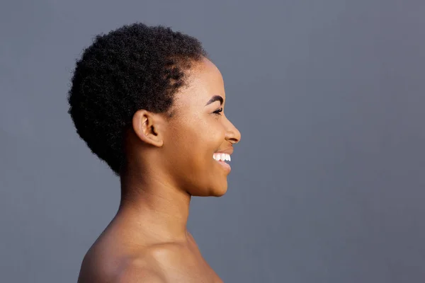 Black female against gray background — Stock Photo, Image