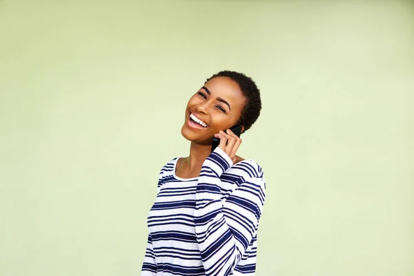 Laughing woman with cellphone — Stock Photo, Image