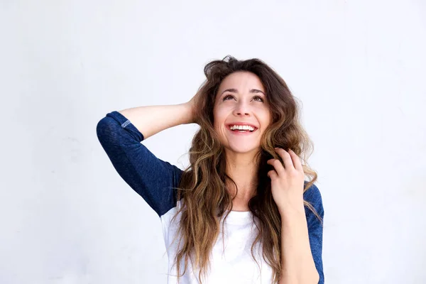 Mujer con la mano en el pelo — Foto de Stock